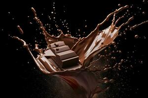 AI generated splash of chocolate or Cocoa. Generative AI photo