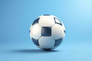 AI generated soccer ball on light blue background. Generative AI photo