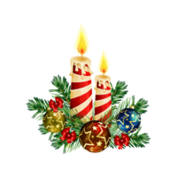 Natale - Natale candela e palle su trasparente sfondo png