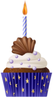 Geburtstag Muffin Blau mit Kerze png