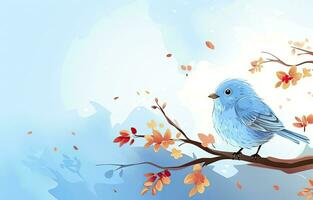 AI generated Cute little bird with a  nature background.  AI Generated. photo