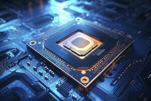 AI generated Futuristic central processor unit. Powerful Quantum CPU motherboard. AI Generated photo