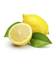 AI generated Lemon with leaf isolated on white background. AI Generated photo