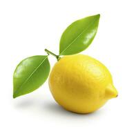 AI generated Lemon with leaf isolated on white background. AI Generated photo