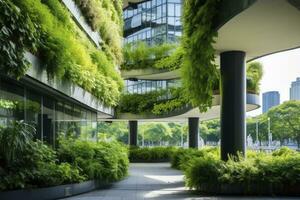 AI generated Office building with green environment. AI Generated photo