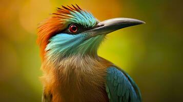 AI generated Turquoise Browed Motmot in vibrant colors. Generative AI photo