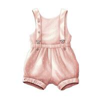 AI generated Pink baby girl romper in watercolors on a white background. AI Generated photo