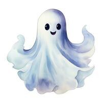 AI generated The watercolor cute ghost on white background. AI Generated photo