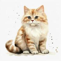 AI generated Watercolor cat clip art on white background. AI Generated photo