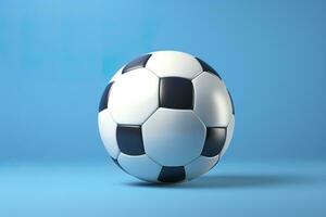 AI generated soccer ball on light blue background. Generative AI photo