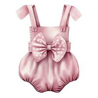 AI generated Pink baby girl romper in watercolors on a white background. AI Generated photo