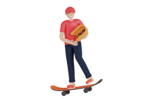 food delivery service 3d illustration. man delivered donuts 3d illustration png