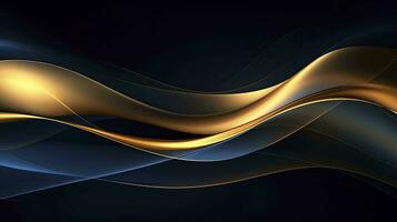 AI generated Gold and navy blue waves abstract. AI Generated. photo