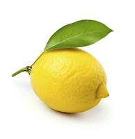 AI generated Lemon with leaf isolated on white background. AI Generated photo