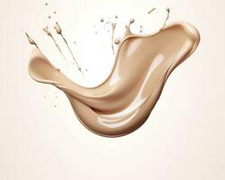 AI generated Liquid foundation splash element, fluid cosmetic cream 3d rendering. AI Generated photo