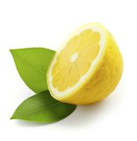 AI generated Lemon with leaf isolated on white background. AI Generated photo