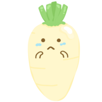 Cute white radish daikon cartoon character png