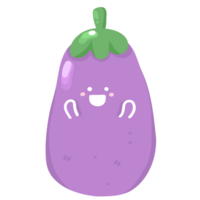 Cute Eggplant Vegetable Cartoon Character png