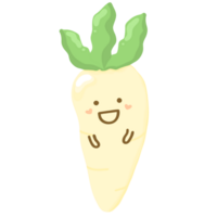 Cute white radish daikon cartoon character png