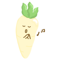 mignonne blanc un radis daikon dessin animé personnage png