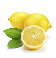 AI generated Lemon with leaf isolated on white background. AI Generated photo