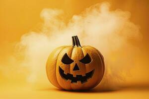 AI generated Halloween pumpkin with steam. AI Generated photo