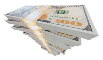 Stack of One Million Dollars in One Hundred Dollar Bills Isolated. Transparent PNG. png