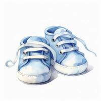 AI generated Watercolor newborn small shoes isolated white background. AI Generated photo