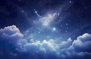AI generated Space of night sky with clouds and stars. Generative AI photo