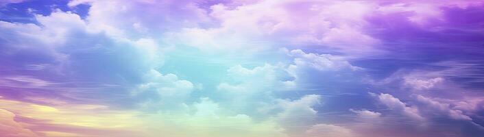 AI generated Rainbow sky with fluffy clouds. Multicolored toned sky. AI Generated. photo
