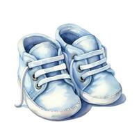 ai generado acuarela recién nacido pequeño Zapatos aislado blanco antecedentes. ai generado foto