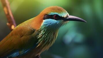 AI generated Turquoise Browed Motmot in vibrant colors. Generative AI photo