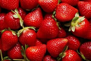 AI generated Texture of fresh strawberries as background. Generative AI photo