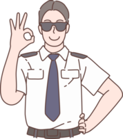 Illustration of pilot pose OK sign characters. Hand drawn style. png