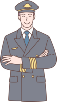 Illustration of pilot cross his arms characters. Hand drawn style. png