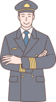 illustration de pilote traverser le sien bras personnages. main tiré style. png