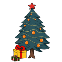 arbol de navidad con caja de regalo png