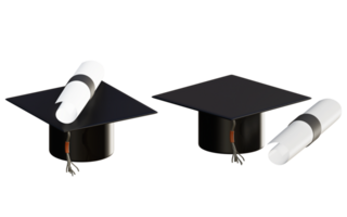 3D rendering of congratulation hat with certificate, Knowledge png