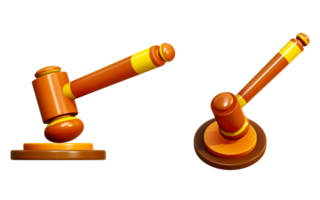 3D rendering of judge hammer, judicial gavel, Auction hammer png