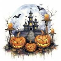 AI generated Watercolor Halloween illustration on white background. AI Generated photo