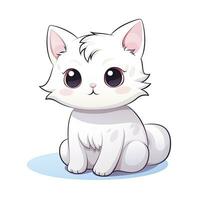 ai generado linda kawaii gato clipart icono blanco antecedentes. ai generado foto