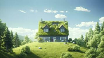 AI generated Green and environmentally friendly housing concept. AI Generated photo