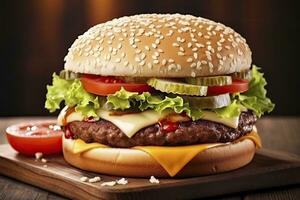 AI generated Best Hamburger Ever.  AI Generated photo