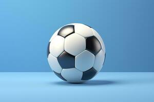 AI generated soccer ball on light blue background. Generative AI photo