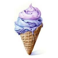 AI generated Watercolor ice cream in a waffle cone. AI Generated photo