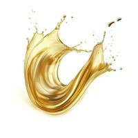 AI generated Golden Oil or Cosmetic essence splash isolated on white background, 3d illustration. AI Generated photo