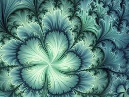 AI generated Aqua and Green psychedelic fractal.  AI Generated photo