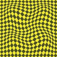 simple abstract olive color rounded rectangle check distort wavy pattern on yellow color background vector