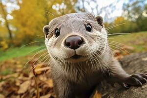 ai generado nutria en el agua. ai generado foto