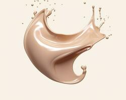 AI generated Liquid foundation splash element, fluid cosmetic cream 3d rendering. AI Generated photo